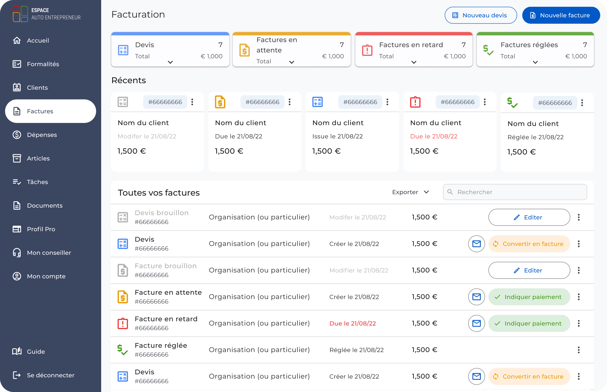 Gestion des devis et factures